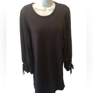 Blue Orchid Pullover French Terry Sweatshirt Dress XL Lace Up Cuff Black Midi